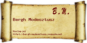 Bergh Modesztusz névjegykártya